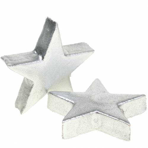 Product Deco stars silver 4cm 12pcs