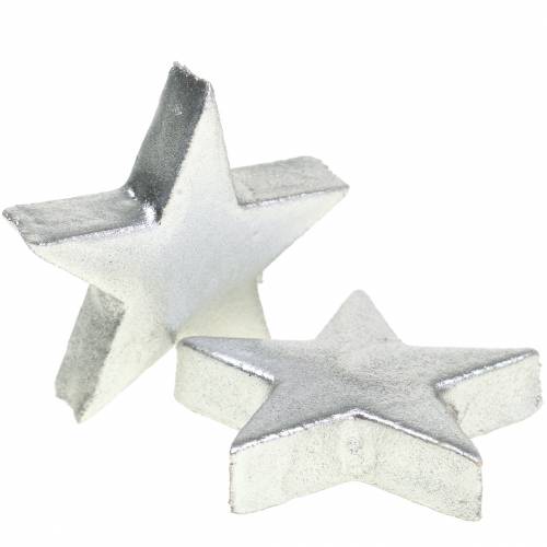 Floristik24 Deco stars silver 4cm 12pcs