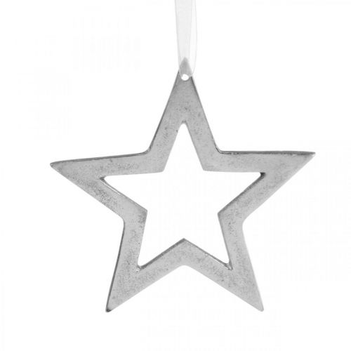 Star for hanging silver aluminum Christmas decoration 15.5 × 15cm