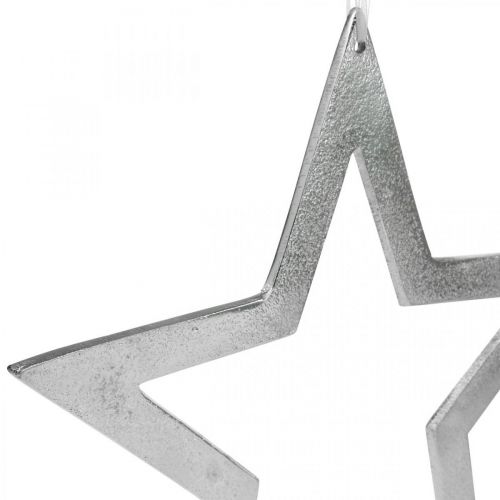 Floristik24 Decorative star to hang silver aluminum door decoration Ø28cm