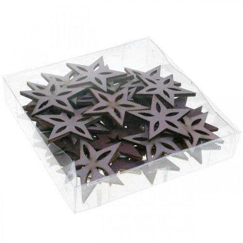 Product Deco wood stars purple poinsettias self-adhesive 4cm mix 36pcs
