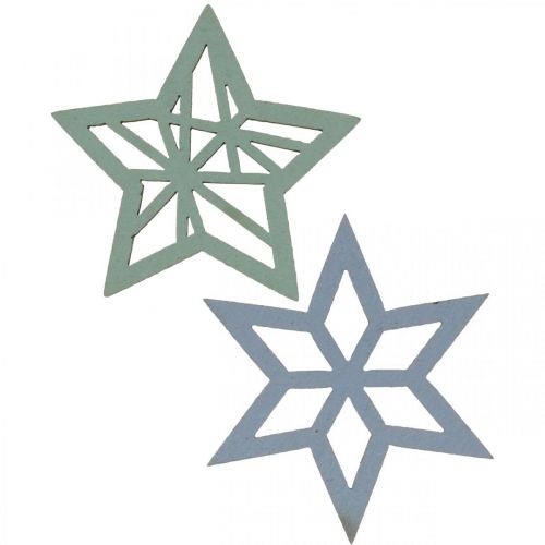 Floristik24 Deco stars wood blue, green wooden stars Christmas 4cm mix 36pcs