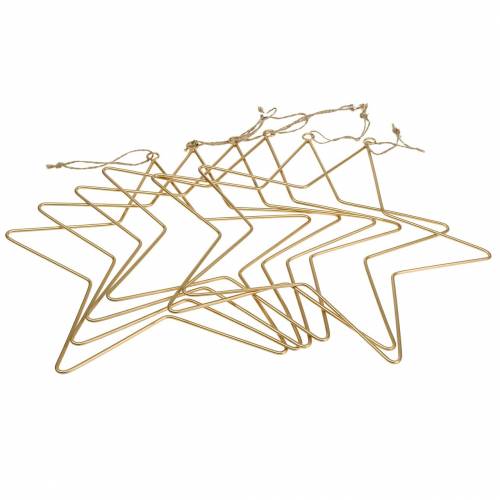 Floristik24 Decoration star for hanging golden metal Ø25cm 6pcs