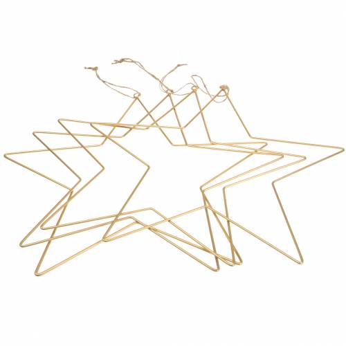 Floristik24 Decoration star for hanging golden metal Ø35cm 4pcs
