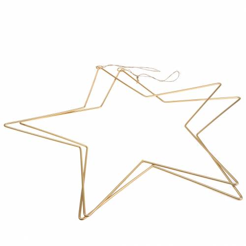 Floristik24 Decorative star to hang golden metal Ø50.5cm 2pcs
