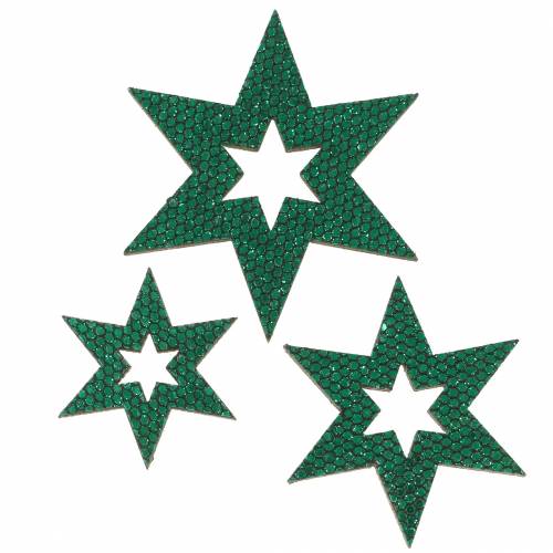 Floristik24 Scatter decoration star green 3-5cm 48 pcs