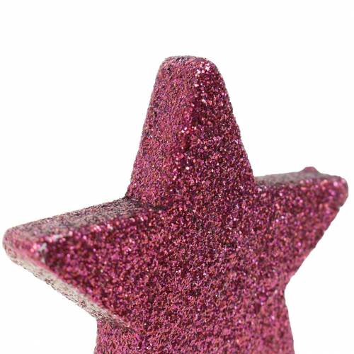 Product Scatter decoration glitter star 6.5cm pink 36 pcs