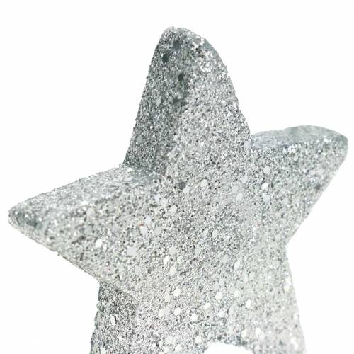 Product Scatter Decoration Stars with Glitter Ø6.5cm Silver 36 pcs
