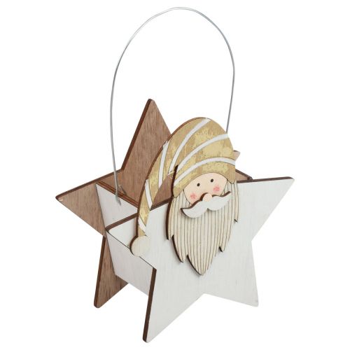 Floristik24 Wooden star gnome gold white table decoration 15.5×6×16.5cm