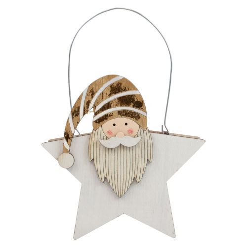 Product Wooden star gnome gold white table decoration 15.5×6×16.5cm