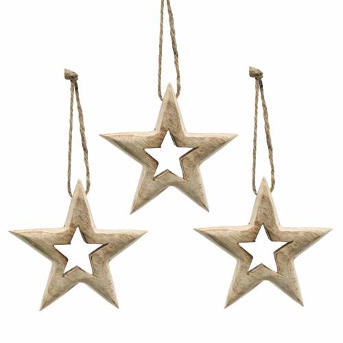 Floristik24 Wooden stars for hanging mango wood 10.5–11.5cm 8 pcs