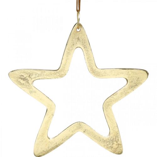Floristik24 Christmas pendant, star decoration for Advent, decoration star golden 14 × 14cm