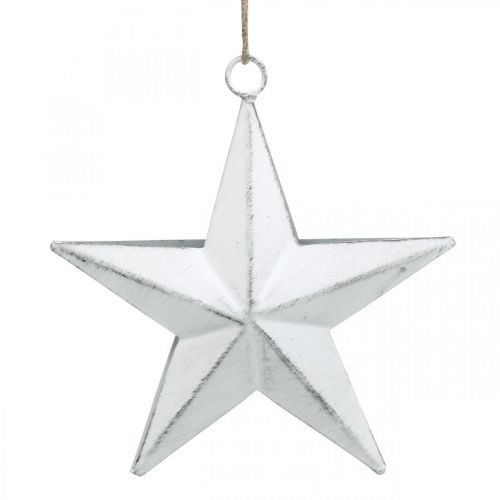 Floristik24 Metal star to hang, Christmas pendant, Advent decoration white, Shabby Chic 11 × 11cm