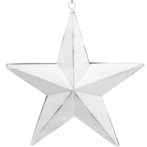 Star to hang, Christmas tree decorations, metal decoration white 19.5 × 18.5cm | Floristik24.ie