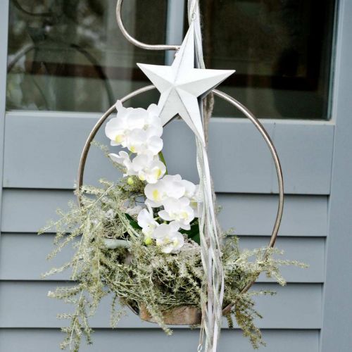 Star to hang, Christmas tree decorations, metal decoration white 19.5 × 18.5cm | Floristik24.ie