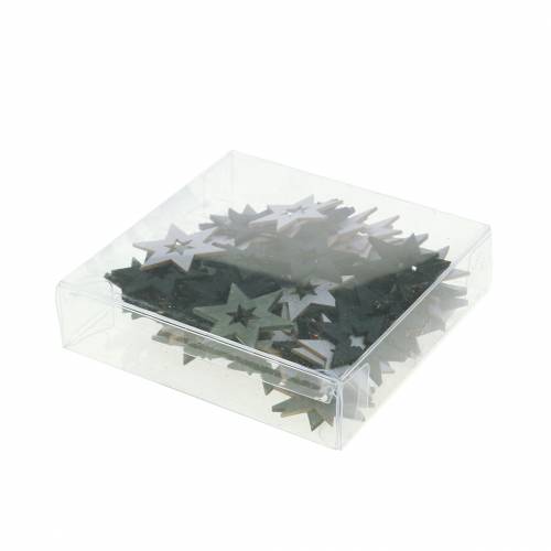 Floristik24 Scatter decoration star black, silver, dark grey assorted 4 cm 72 pcs