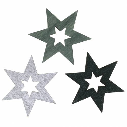 Floristik24 Scattered decoration star black, silver, dark gray assorted 4cm 72pcs
