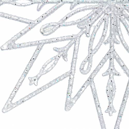 Floristik24 Decorative ice star to hang transparent, glitter 24.5cm 6pcs