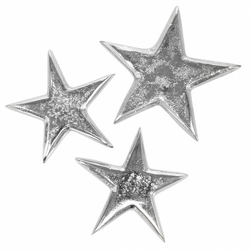 Metal stars silver 8.6×8.2cm/6.9×6.7cm 8 pcs