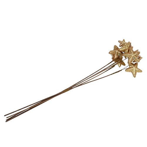 Floristik24 Stars bundled with glitter gold 60cm 5pcs