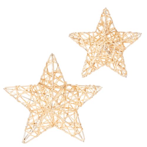 Decorative star set made of wire, two sizes, 10cm, 12 pieces