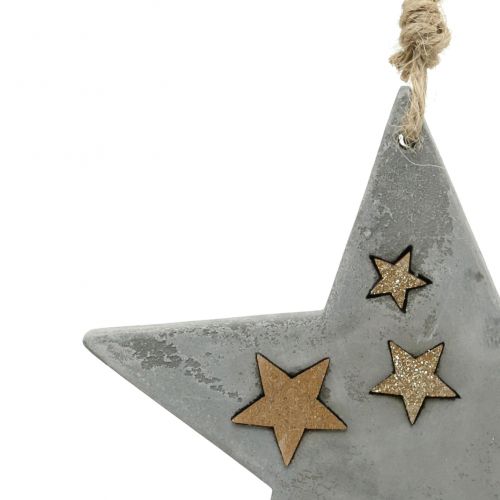 Floristik24 Christmas stars to hang from concrete gray-gold 11.5cm 3pcs