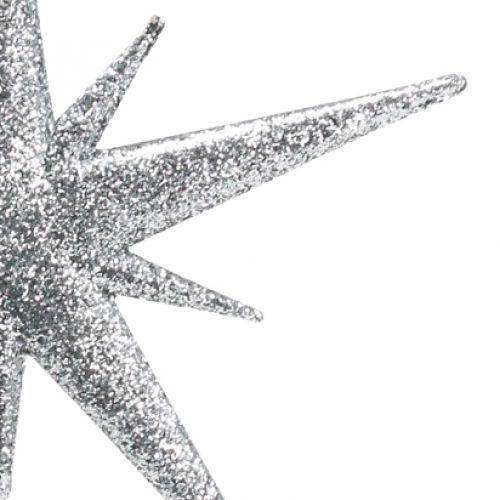 Floristik24 Glitter star to hang silver 13cm 12pcs