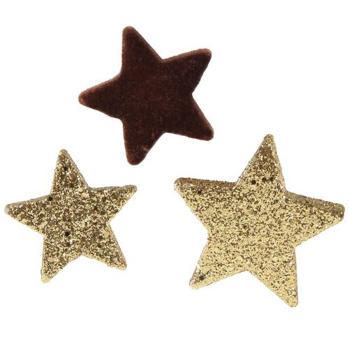 Floristik24 Stars Confetti Mix Brown and Gold Christmas Decoration 4cm/5cm 40 pcs