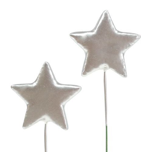 Floristik24 Stars on wire silver 5cm L23cm 48pcs