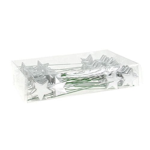 Floristik24 Stars on wire silver 5cm L23cm 48 pcs