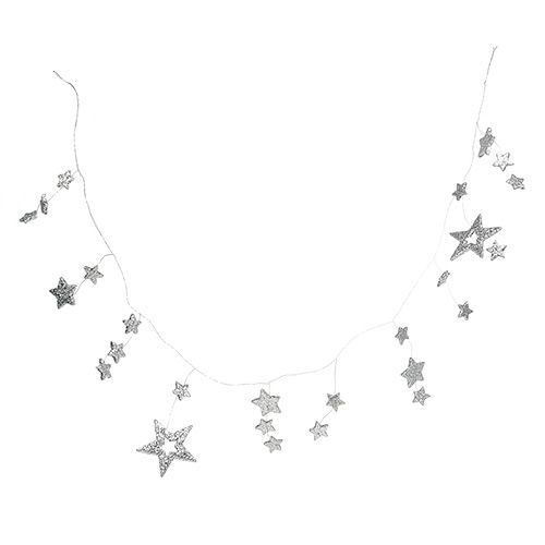 Star garland 110cm silver with mica
