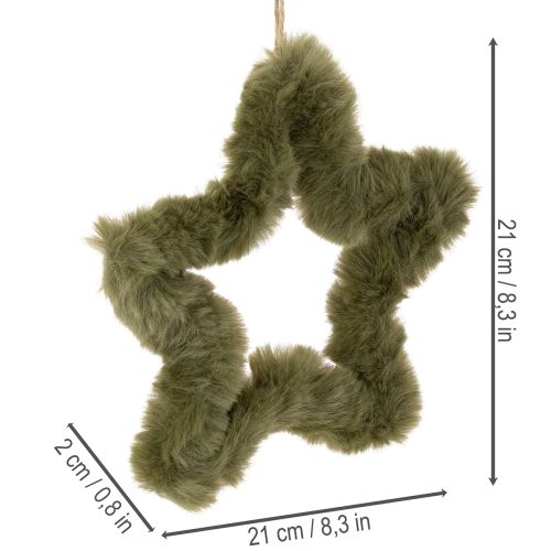 Faux fur star pendants, plush, for windows and doors, 21cm, 4 pieces | Floristik24.ie