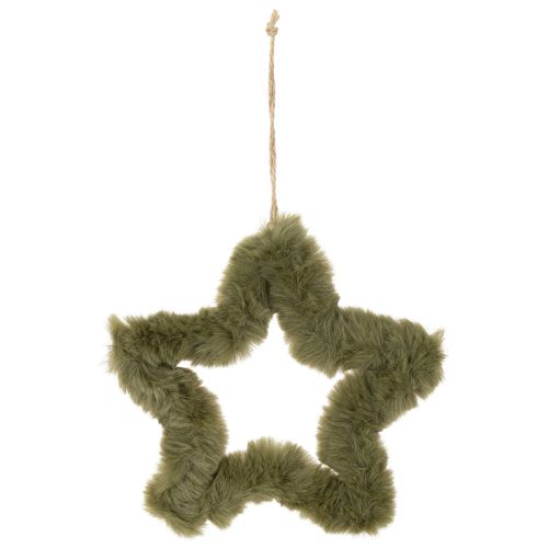 Faux fur star pendants, plush, for windows and doors, 21cm, 4 pieces | Floristik24.ie