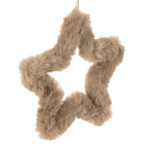 Hanging decorative star made of faux fur, 21cm, 4 pieces