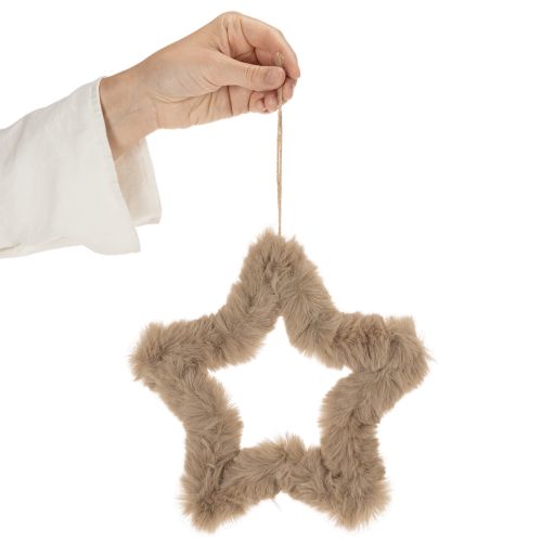 Hanging decorative star made of faux fur, 21cm, 4 pieces | Floristik24.ie