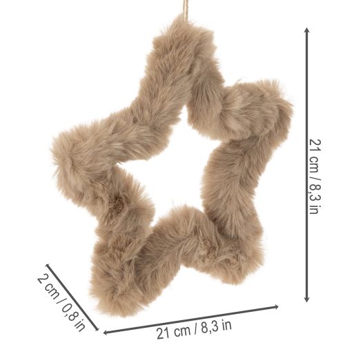 Hanging decorative star made of faux fur, 21cm, 4 pieces | Floristik24.ie