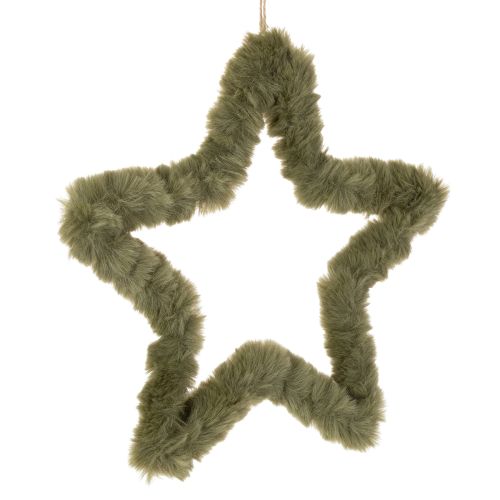 Hanging star, faux fur, for doors and windows, 30cm, 3 pieces
