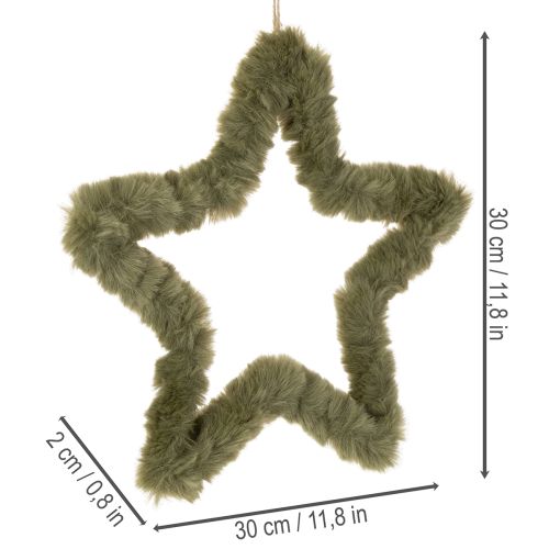 Hanging star, faux fur, for doors and windows, 30cm, 3 pieces | Floristik24.ie