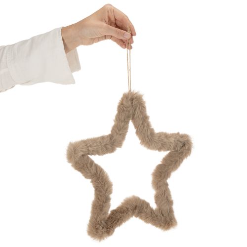 Decorative star-shaped faux fur decoration for hanging, 30cm, 3 pieces | Floristik24.ie