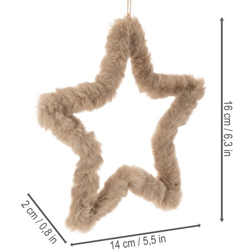 Decorative star-shaped faux fur decoration for hanging, 30cm, 3 pieces | Floristik24.ie