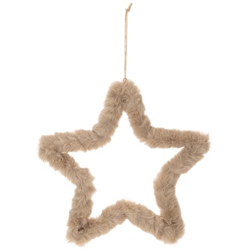 Decorative star-shaped faux fur decoration for hanging, 30cm, 3 pieces | Floristik24.ie