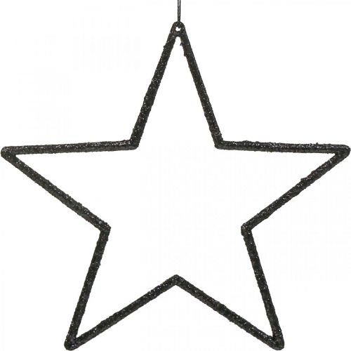 Floristik24 Christmas decoration star pendant black glitter 17.5cm 9pcs
