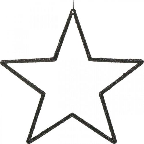 Floristik24 Christmas Decoration Star Pendant Black Glitter 17.5cm 9 pcs