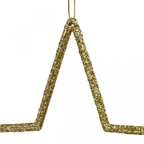 Product Christmas decoration star pendant golden glitter 12cm 12pcs
