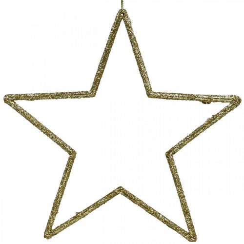 Christmas decoration star pendant golden glitter 17.5cm 9pcs