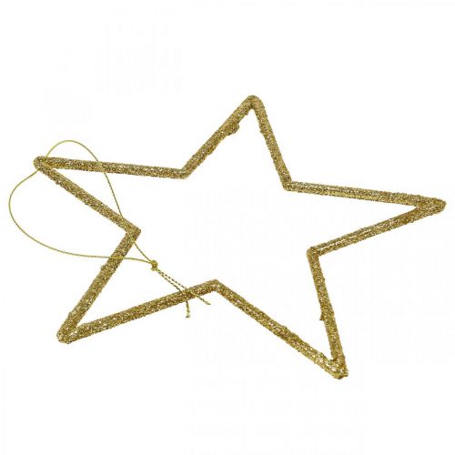 Product Christmas decoration star pendant golden glitter 17.5cm 9pcs