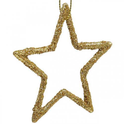 Floristik24 Christmas Decoration Star Pendant Golden Glitter 7.5cm 40 pcs