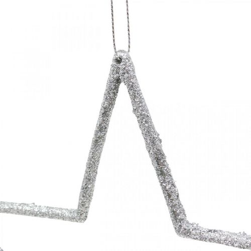 Product Christmas decoration star pendant silver glitter 17.5cm 9pcs