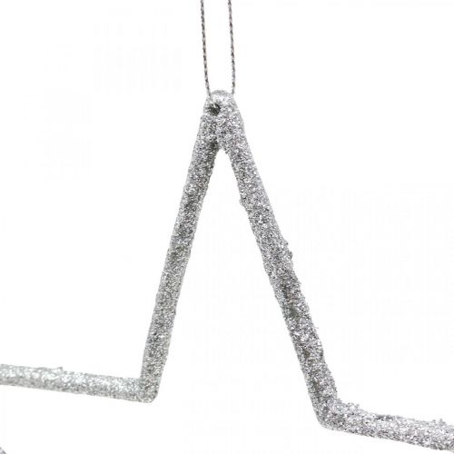 Product Christmas Decoration Star Pendant Silver Glitter 17.5cm 9 pcs