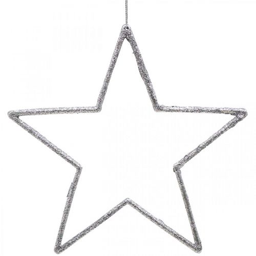 Product Christmas Decoration Star Pendant Silver Glitter 17.5cm 9 pcs